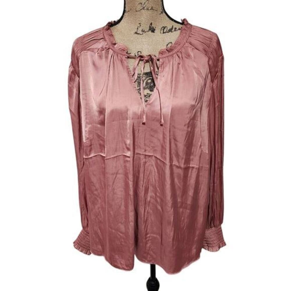 RACHEL Zoe rose pink ruched yoke lantern sleeve blouse plus size 2X new!!!